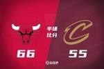 公牛半场66-55领先骑士 布泽利斯14分 吉迪11+6+3 加兰16+4